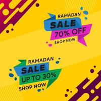 Ramadan venda oferta banner design com vetor abstrato. adequado para cartão de felicitações, pôster e voucher de desconto