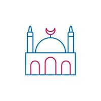islamismo, mesquita 2 colori linha vetor ícone