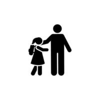 pai menina ir escola aluna pictograma vetor ícone
