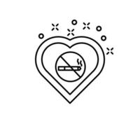 não fumar, coração vetor ícone