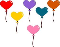 lustroso colorida coração forma balões conjunto vetor ilustração.