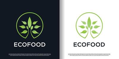 eco Comida logotipo Projeto com criativo conceito Prêmio vetor