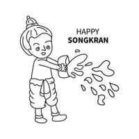 feliz songkran festival linha arte vetor