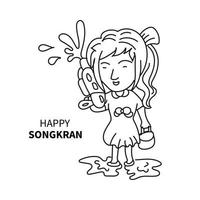 feliz songkran festival linha arte vetor