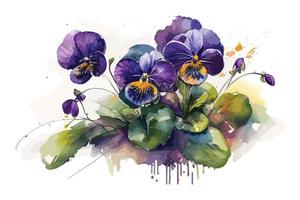 aguarela vibrante violetas flor ilustração para social meios de comunicação Publicidades, cartazes, bandeiras, e livro cobre Projeto vetor