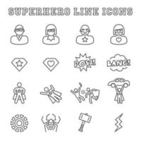 ícones de linha de super-heróis vetor