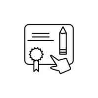 Educação mão lápis certificado vetor ícone