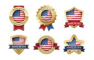 conjunto de logotipo dourado made in USA vetor