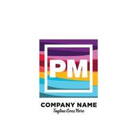 PM inicial logotipo com colorida modelo vetor. vetor