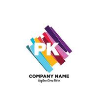 pk inicial logotipo com colorida modelo vetor. vetor