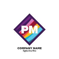 PM inicial logotipo com colorida modelo vetor. vetor