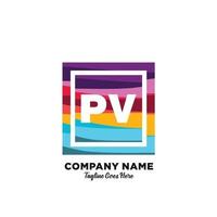 pv inicial logotipo com colorida modelo vetor. vetor