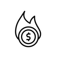moeda dólar fogo vetor ícone