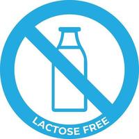 lactose livre logotipo ícone. vetor faz não conter lactose rótulo para margarida e saudável Comida embalagem. azul vaca leite garrafa Projeto elemento.