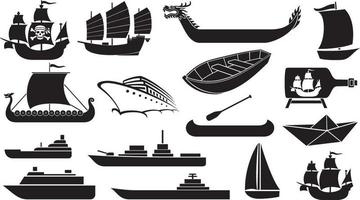 ícones de barco navio vetor