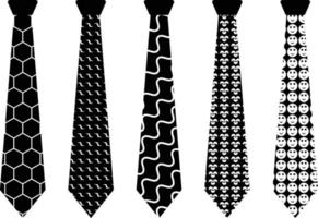 Preto gravata silhuetas conjunto para logotipo, ícone, moda, casamento, roupas vetor