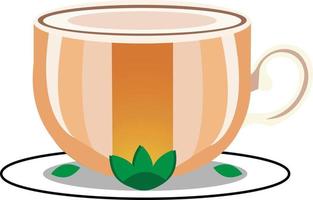 uma copo do caloroso chá com folhas vetor