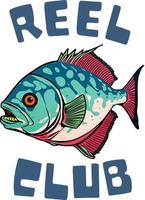 pescaria bobina clube logotipo ilustração vetor