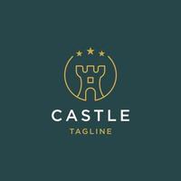 vetor plano de modelo de design de ícone de logotipo de linha de castelo