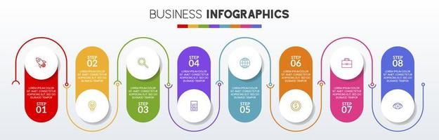 infográficos Projeto modelo e ícones com 8 opções ou 8 passos vetor