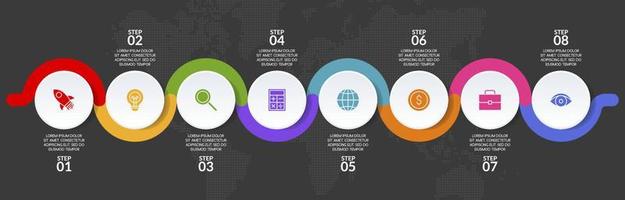 infográficos Projeto modelo e ícones com 8 opções ou 8 passos vetor