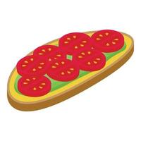 tomate abacate pão ícone isométrico vetor. Comida torrada vetor