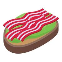 bacon abacate torrada ícone isométrico vetor. pão Comida vetor