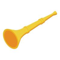 ouro vuvuzela ícone isométrico vetor. futebol chifre vetor