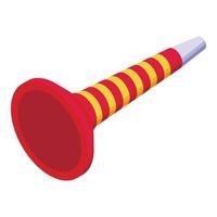 vermelho vuvuzela ícone isométrico vetor. futebol chifre vetor