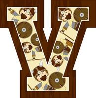 v é para viking alfabeto Aprendendo educacional ilustração vetor