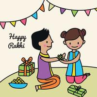 Doodle de Rakhi feliz fofo vetor