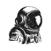 astronauta, vintage logotipo conceito Preto e branco cor, mão desenhado ilustração vetor