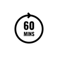 sessenta minutos relógio contagem simples vetor ícone