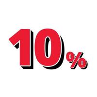 dez percentagem sinal.10 percentagem vermelho símbolo vetor