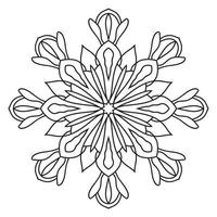 mandala de flor de contorno preto. doodle redondo elemento decorativo para livro de colorir isolado no fundo branco. círculo geométrico floral. vetor