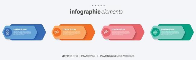 o negócio infográfico elemento com 4 opções, passos, número vetor modelo Projeto