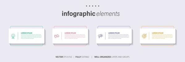 apresentação modelo de infográfico de negócios com 4 opções. ilustração vetorial. vetor