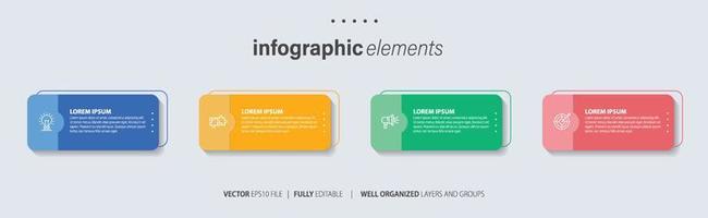 apresentação modelo de infográfico de negócios com 4 opções. ilustração vetorial. vetor