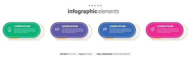 conceito do 4 sucessivo passos do progressivo o negócio desenvolvimento. simples infográfico Projeto modelo. abstrato vetor ilustração.