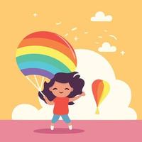 mulher lgbt orgulho dia e mês com arco Iris cores vetor