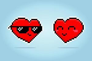 8 bits pixel coração personagem. amor ícone casal dentro vetor ilustrações