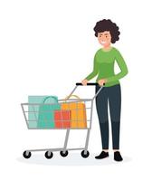 pessoas compras. mulher com compras bolsas ilustração vetor