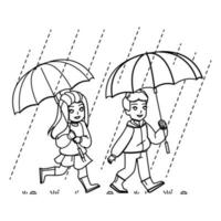 criança guarda-chuva vetor