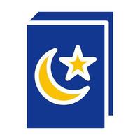 Alcorão ícone sólido azul amarelo cor Ramadã símbolo perfeito. vetor