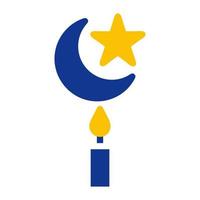 vela ícone sólido azul amarelo cor Ramadã símbolo perfeito. vetor