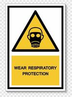 usar proteção respiratória símbolo sinal isolado em fundo branco, ilustração vetorial eps.10 vetor