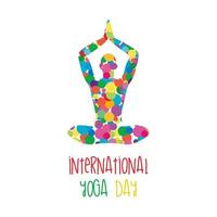 internacional ioga dia. ioga corpo postura. mulher praticando ioga. vetor ilustração Projeto