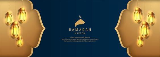 desenho de banner caligrafia dourada ramadan kareem vetor