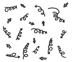 conjunto de setas desenhadas à mão, doodle de formas abstratas, coleção de símbolos de esboço de direção preta, elementos de design gráfico de ilustração vetorial - vetor
