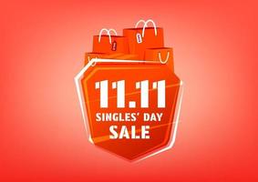 11.11 design de cartaz ou folheto de venda de dia de solteiros. venda online do dia de compras global. vetor